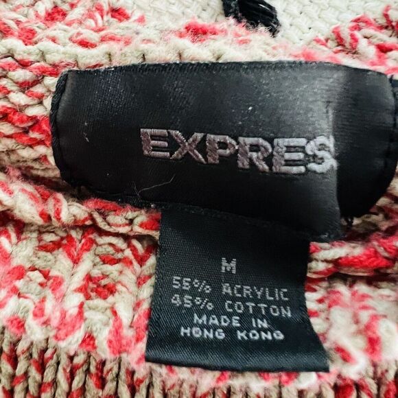 🎉Clearance🎉Express Red & Black Striped Tight Knit Stretchy Sweater ~ Medium - Picture 6 of 6